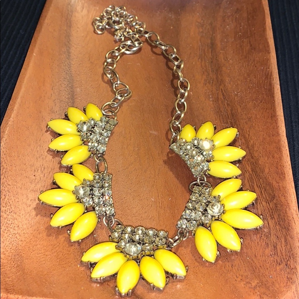 j crew yellow flower fringe crystal necklace